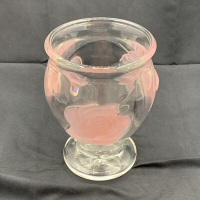 Vintage Raised Rose Glass Vase, Teleflora