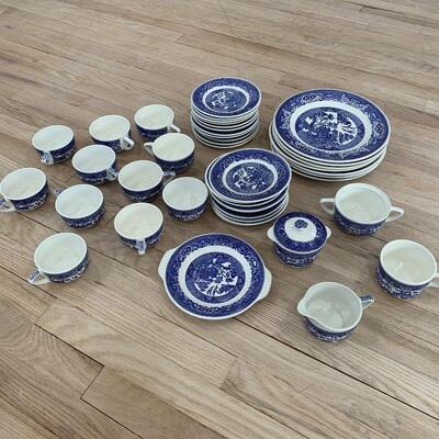 Vintage Blue Willow Ware by Royal China Dinner Set.  