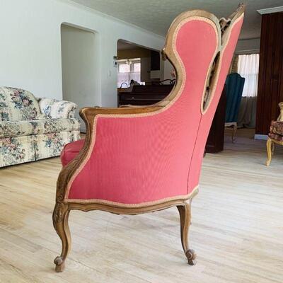 Vintage Wingchair, Carved Music & Figure Motifs