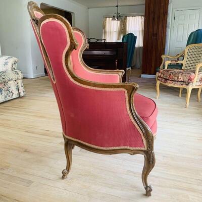 Vintage Wingchair, Carved Music & Figure Motifs