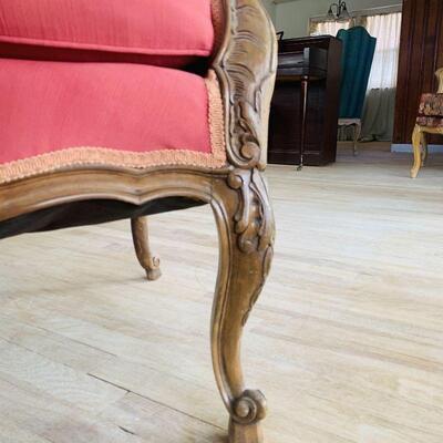 Vintage Wingchair, Carved Music & Figure Motifs