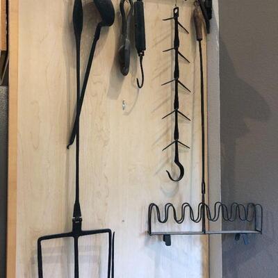 Antique Cast Iron Fire Cooking Kitchen Tools Set