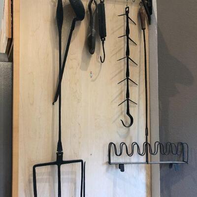Antique Cast Iron Fire Cooking Kitchen Tools Set