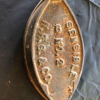 Pair of Antique Cast Iron Sad Irons for Pressing Clothes