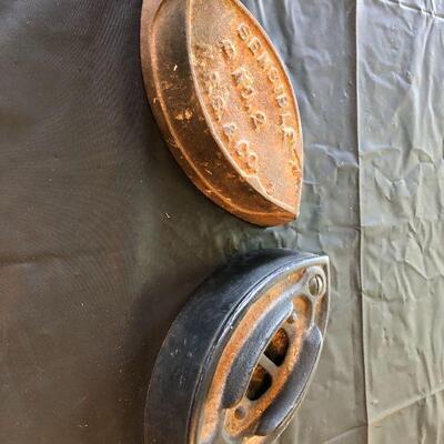 Pair of Antique Cast Iron Sad Irons for Pressing Clothes