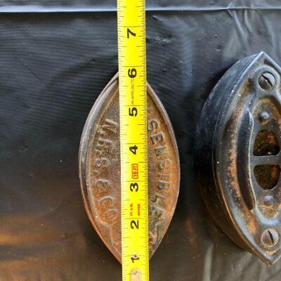 Pair of Antique Cast Iron Sad Irons for Pressing Clothes