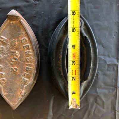Pair of Antique Cast Iron Sad Irons for Pressing Clothes
