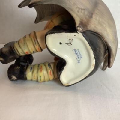 Q253 Pair of Large 5â€ Tall Hummel Goebel Boy and Girl Umbrella Figurines 