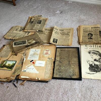 Fantastic Antique Ephemera Newspapers Photos Documents Bundle