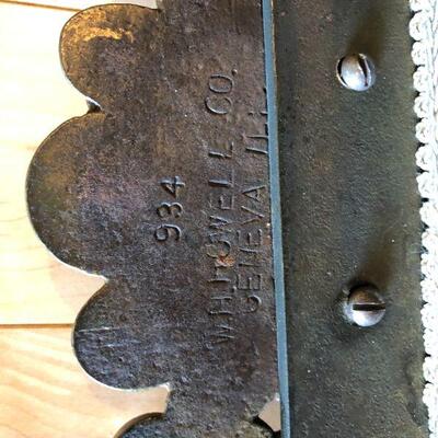 Antique 1920s Cast Iron Bench W.H. Howell Co Gene Vaill with Purple and Leaves Fabric Pattern