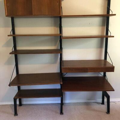 Mid-Century Modern Wood and Metal Shelves Modular Book Shelf