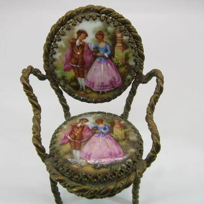 LIMOGES FRANCE 5 PC MINIATURE DOLLHOUSE FURNITURE COUCH TABLE & CHAIRS