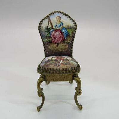 LIMOGES FRANCE 5 PC MINIATURE DOLLHOUSE FURNITURE COUCH TABLE & CHAIRS