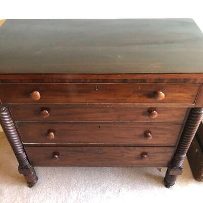 Beautiful Vintage Dark Wood Dresser with Twisted Design Details