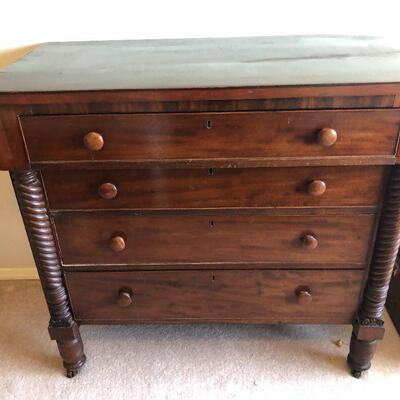 Beautiful Vintage Dark Wood Dresser with Twisted Design Details