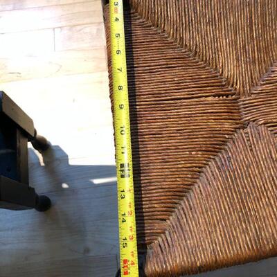 Charming Vintage Foldable Dark Wood Table and Two Wicker Chairs 36 Inch Round