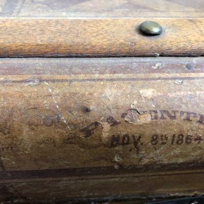 Antique Brown and Bronze Color Metal Steamer Trunk