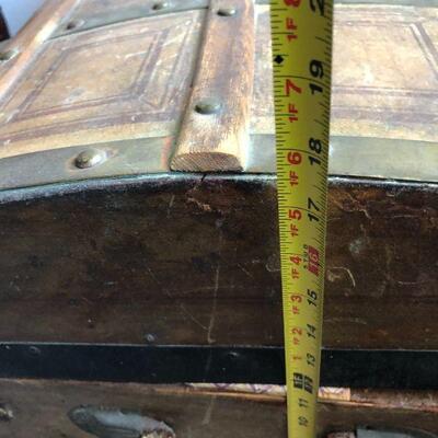 Antique Brown and Bronze Color Metal Steamer Trunk
