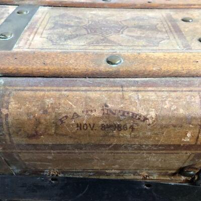 Antique Brown and Bronze Color Metal Steamer Trunk