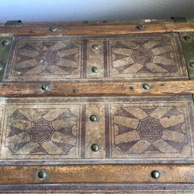 Antique Brown and Bronze Color Metal Steamer Trunk
