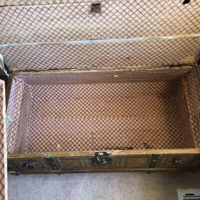 Antique Brown and Bronze Color Metal Steamer Trunk