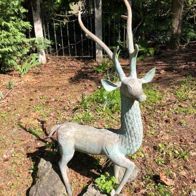 Beautiful Metal Buck Deer Yard Statue 52 Inches Tall