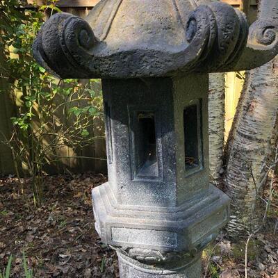 Tall Cement Pagoda Garden Statue 56 Inches