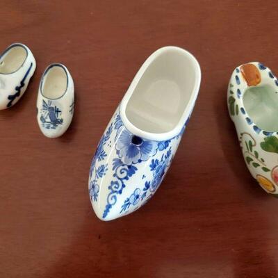 Delft Porcelain Pieces: Shoes, Clogs, Ashtray