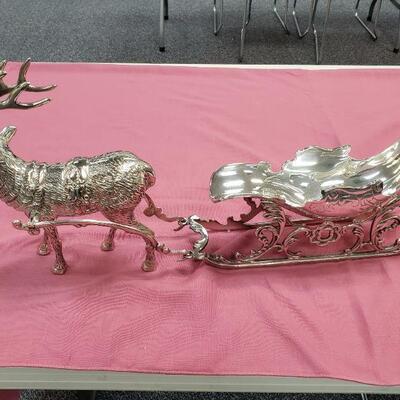 Silver Reindeer and Sleigh Decorative Bowl 