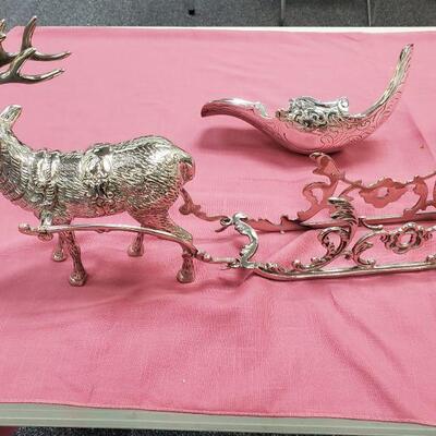 Silver Reindeer and Sleigh Decorative Bowl 