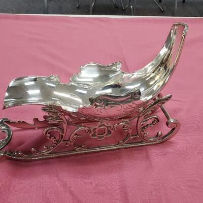 Silver Reindeer and Sleigh Decorative Bowl 