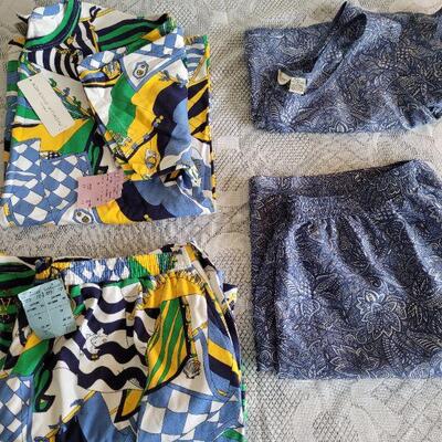 Lot 19: (2) Shorts and Tops Sets (1 silk and 1 cotton)