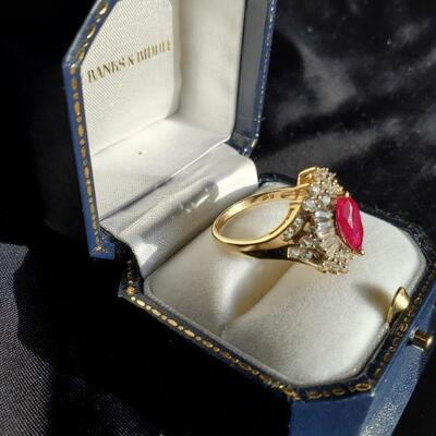 Ruby and White Sapphire Ring in 10K Gold 