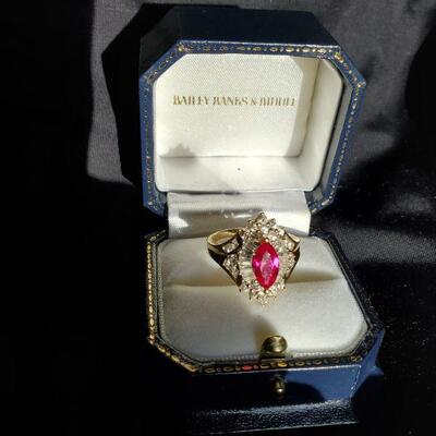 Ruby and White Sapphire Ring in 10K Gold 