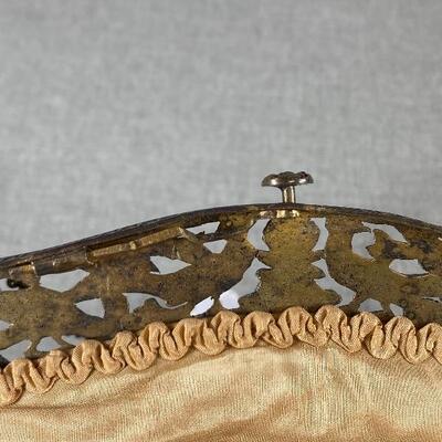 Antique French Aubusson Tapestry Victorian Couple Purse Handbag