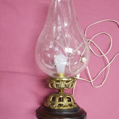 Table Lamp - Hand blown Etched Glass Globe