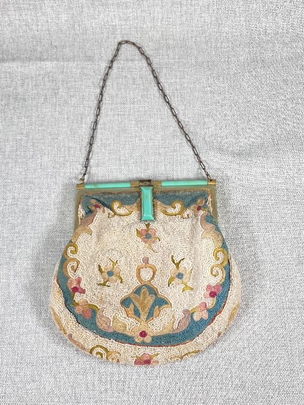 Antique French Art Deco Art Nouveau Bead Embellished Small Handbag Purse EstateSales