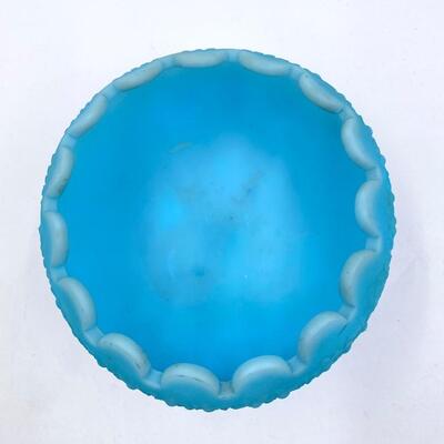 FENTON FROSTED BLUE FOOTED ROSE BOWL