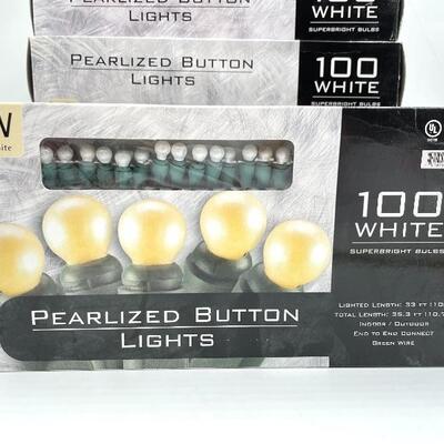 PEARLIZED BUTTON 100 CT WHITE STRING LIGHTS SET OF 7