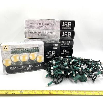 PEARLIZED BUTTON 100 CT WHITE STRING LIGHTS SET OF 7