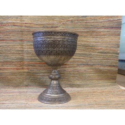 Persian Engraved Brass Vase Ghalamzani 20"x14" Retail $12101.04