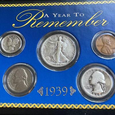 5 piece Coin Set 1939 “A Year to Remember” with Wood Case