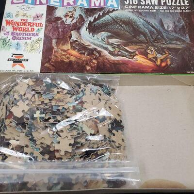 Vintage 1962 Cinerama Brothers Grimm The Dragon Fight Jigsaw Puzzle