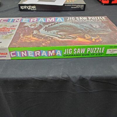 Vintage 1962 Cinerama Brothers Grimm The Dragon Fight Jigsaw Puzzle