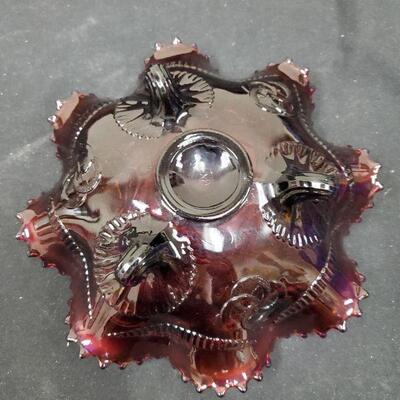 Rich Purple Color of Carnival Glass - Footed Bowl 