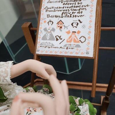1988 Curtis Publishing CO. - Doll, Glass Case, Chair, Footrest, basket, Crosspoint