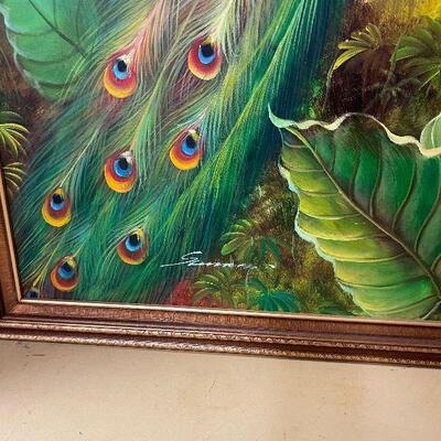 #3 Framed Peacock Painting 