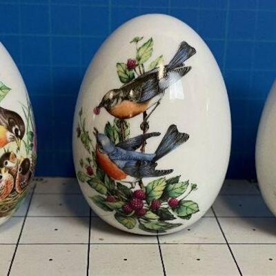 #17 (3) Avon Ceramic Eggs with Birds 