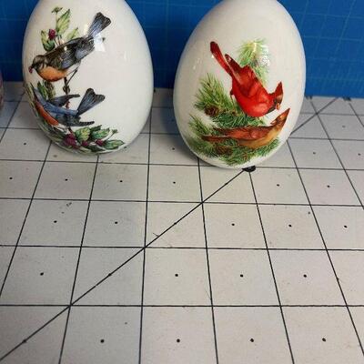 #17 (3) Avon Ceramic Eggs with Birds 