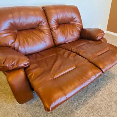 Leather Double-Reclining Leather Sofa in Excellent Condition, Maker Unknown, Lot #2